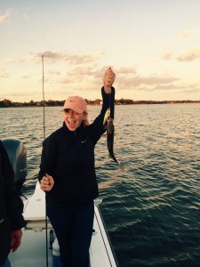 Anna Driscoll hooks into a little schoolie! Chesapeake Bay Fishing Report Anglers Sport Center